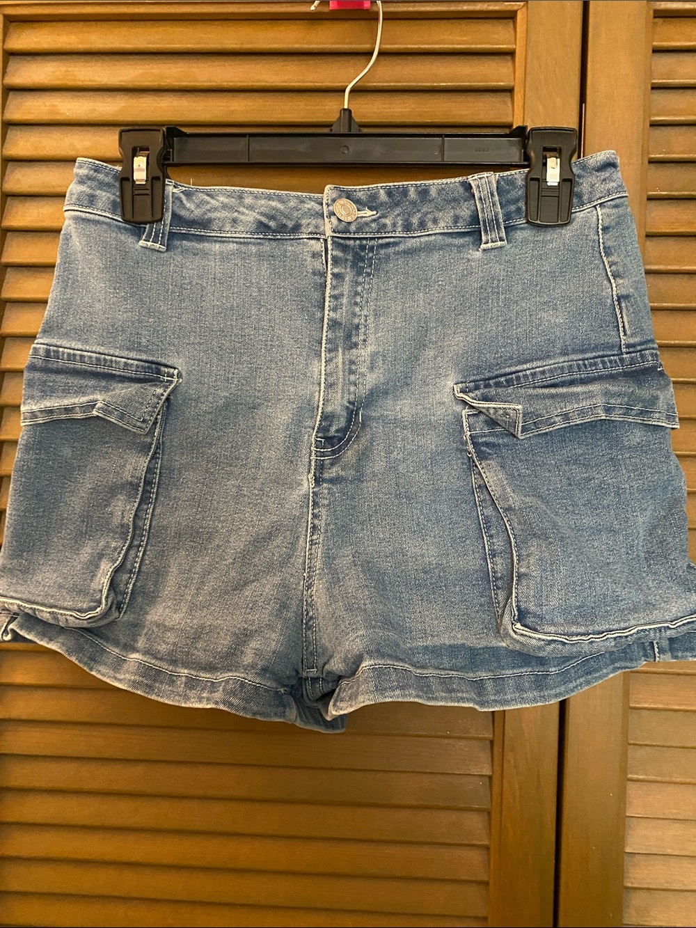 Love Tree Blue Denim Cargo Shorts with Flap Pockets